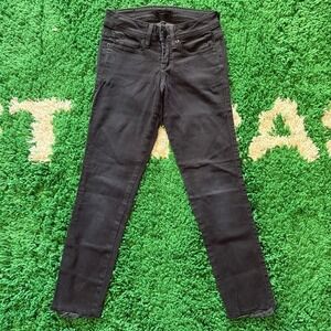 Bebe Charcoal Grey Denim Skinny Jeans Distressed Frayed Hem Size 24